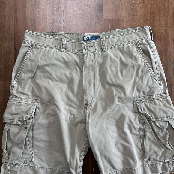 Polo Ralph Lauren Shorts Mens 38 Khaki Green Cargo Polo 67 Chino 100% Cotton - Picture 9 of 16